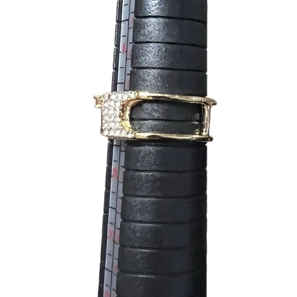 Gold Plated Double Belt Buckle Women’s Ring- Size 9 - Picture 3 of 8